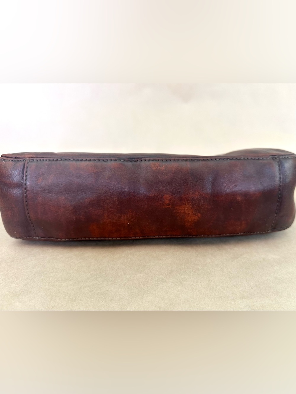 VTG Katana Brown Distressed Leather Shoulder Bag Hobo - Picture 7 of 8